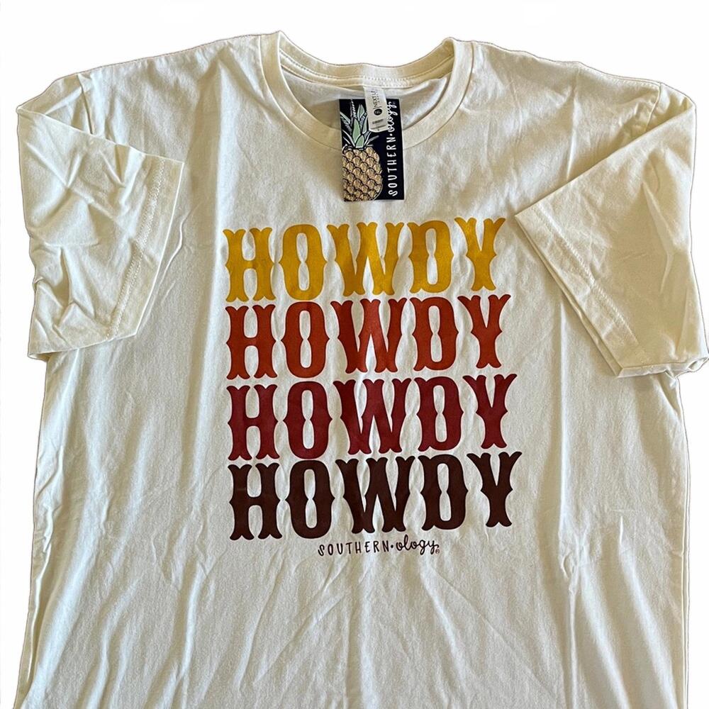 Ivory Graphic Tee with 'Howdy' Print